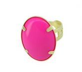 Anel folheado a ouro contendo cabochão oval de resina colori
